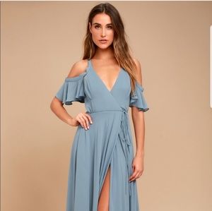 Lulus "easy listening" off the shoulder wrap dress